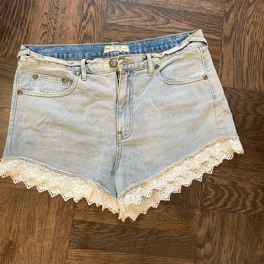 Free people light denim wash shorts
